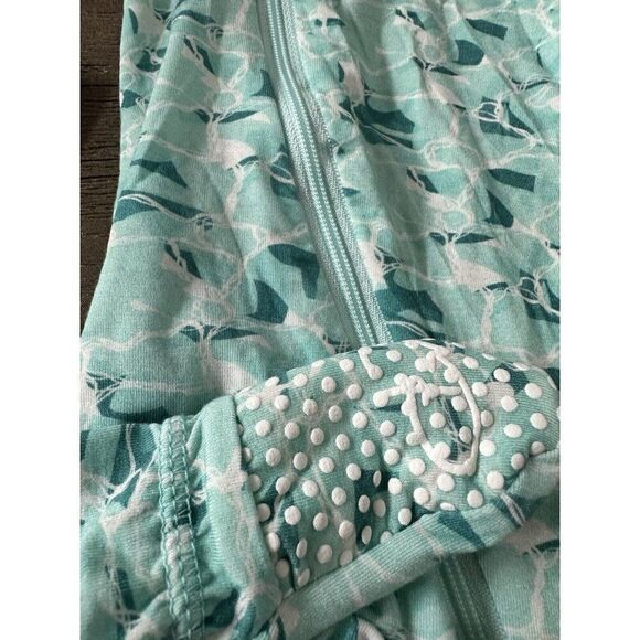 NWT KicKee Pants Aqua Blue Water Print Zip Footie 0-3 months Unisex Bamboo - Picture 3 of 4